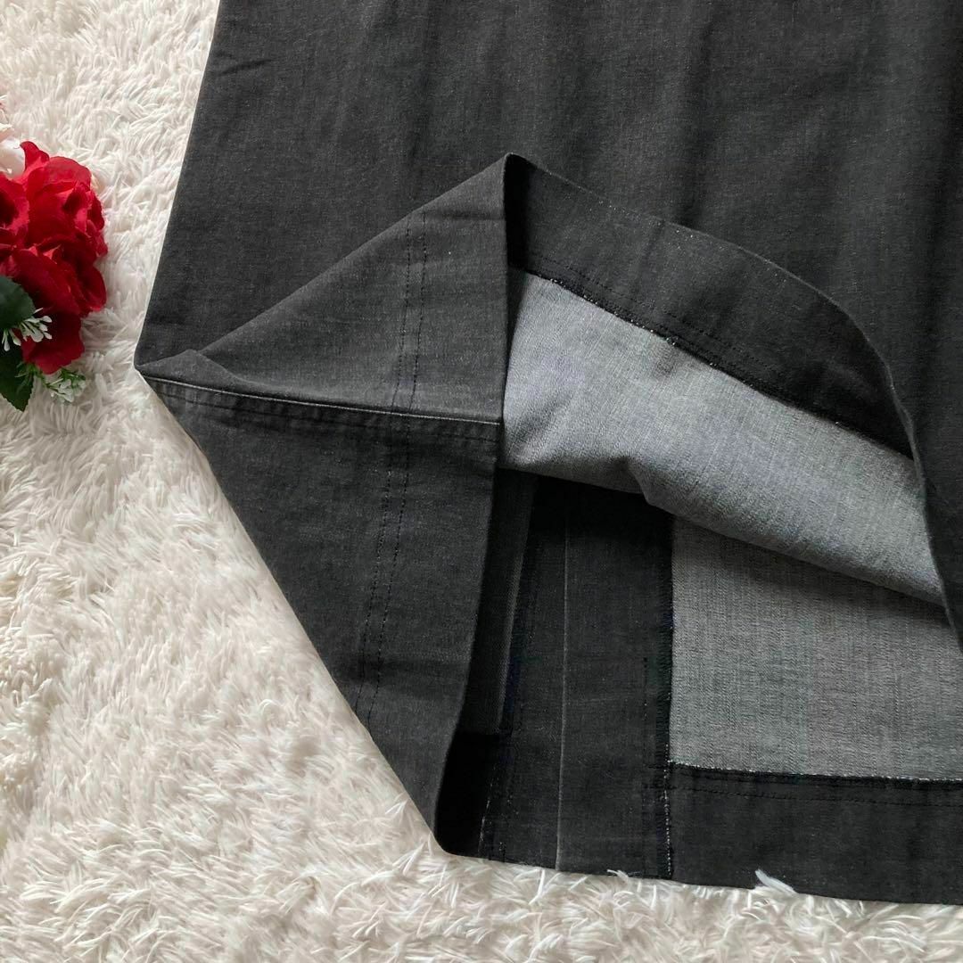 レキップ　ヨシエイナバ　高級　デニムカーゴスカート　ブラック　日本製　11号サイズ　L'EQUIPE YOSHIE INABA_画像4