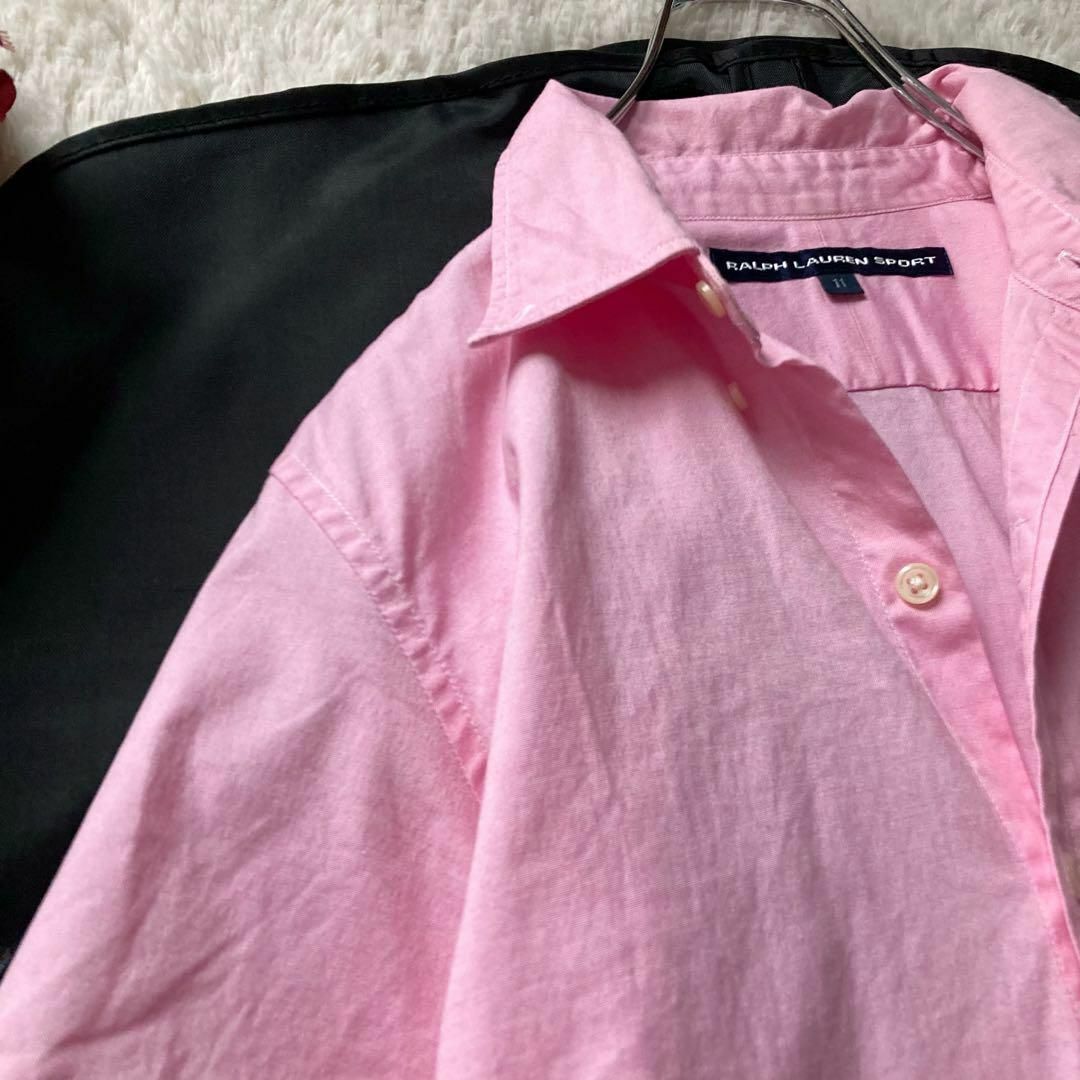  Ralph Lauren sport short sleeves button down shirt pure cotton po knee embroidery Pink Lady -s11 number RALPH LAUREN SPORTS