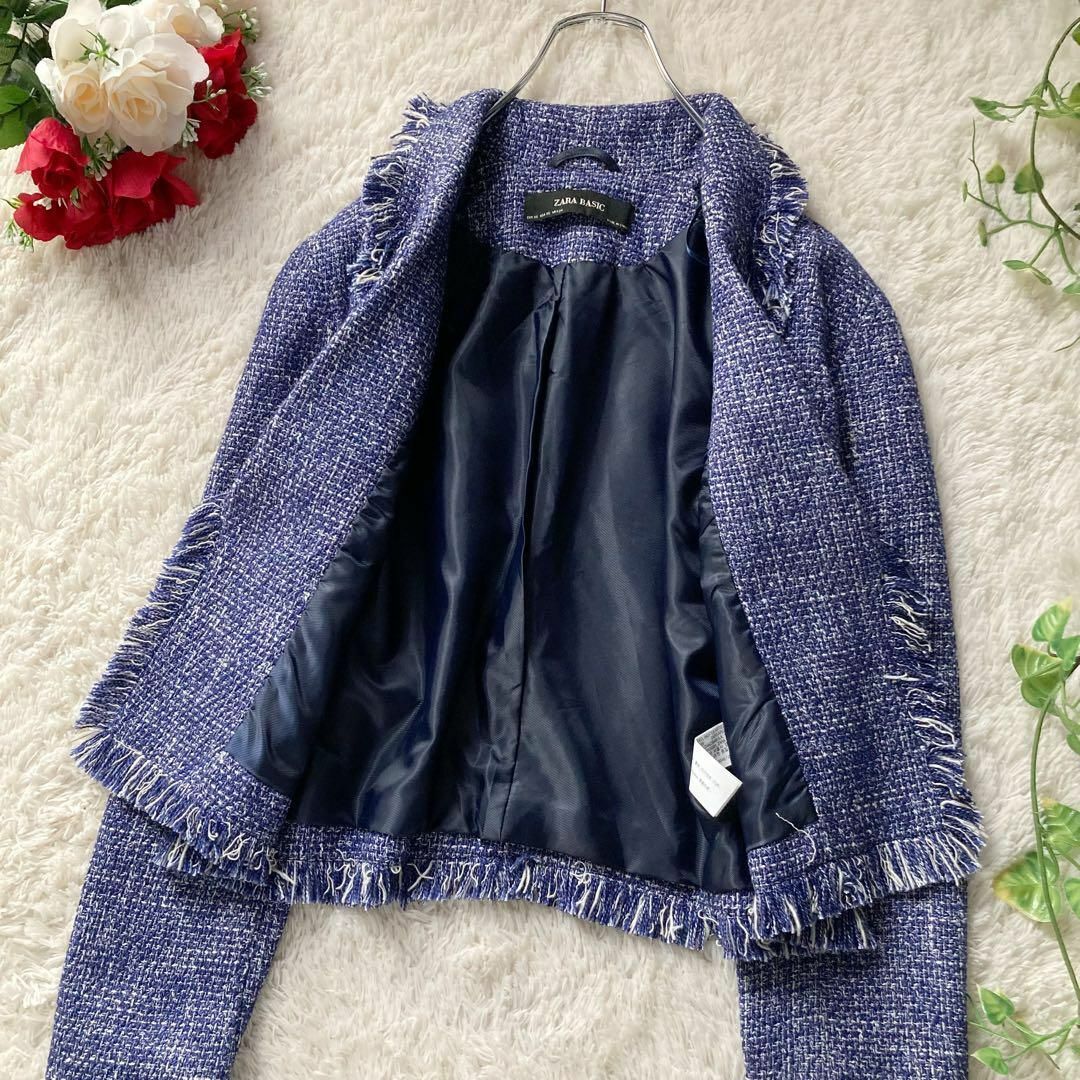 ZARA ツイードジャケット テーラードジャケット シルバーボタン ZARA ツイードジャケット テーラードジャケット シルバーボタン