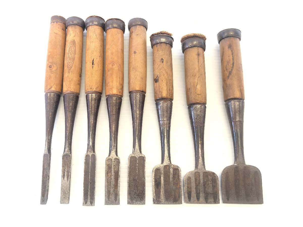 舟弘作 山城守 ノミ 8本セット のみ まとめ 手工具 大工道具 鋏 舟弘作 山城守 ノミ 8本セット のみ まとめ 手工具 大工道具 鋏