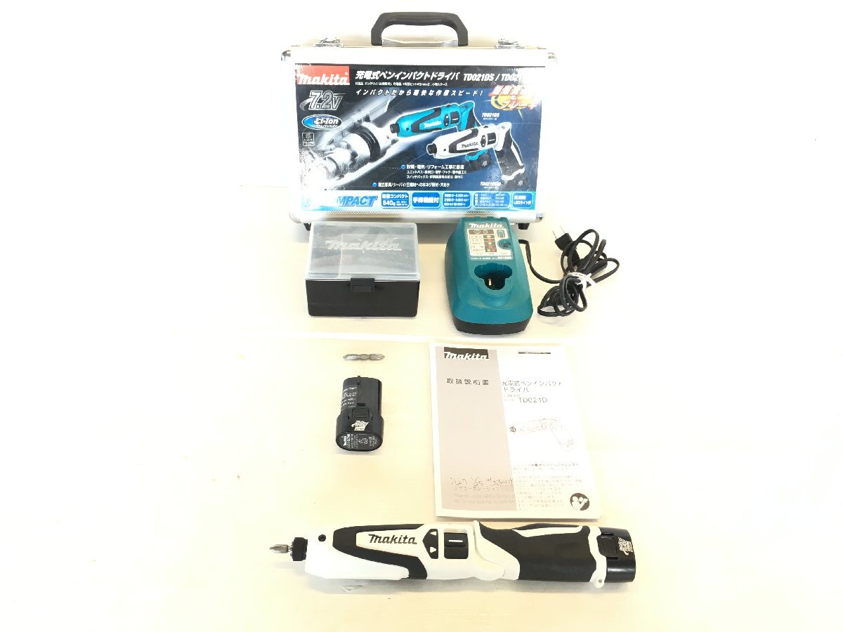 makita マキタ TD021D ペンインパクトドライバー ペンドラ ミニドラ 7.2V 電動工具 電気工事 バッテリー 充電器付き_画像1