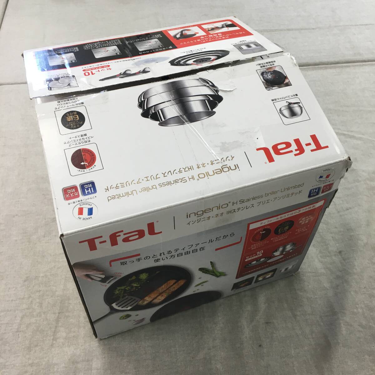 未使用 ティファール(T-fal) 取っ手の取れる 鍋 フライパンセット 10点セット IH ガス火対応 L97093_画像1