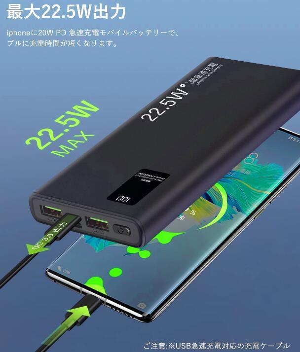 モバイルバッテリー 大容量 10000mAh 軽量 薄型 PD22.5W+USB-TYPE C入出力ポート&QC3.0対応 コネクタタイプUSB Type C ブランドMeells_画像5