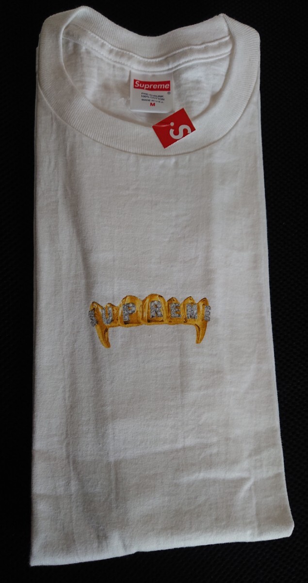 新品 Mサイズ 白 Fronts Tee 19SS Supreme Tシャツ Front Grill Gold Teeth 国内正規品 Box logo タグ付き white Medium_画像1