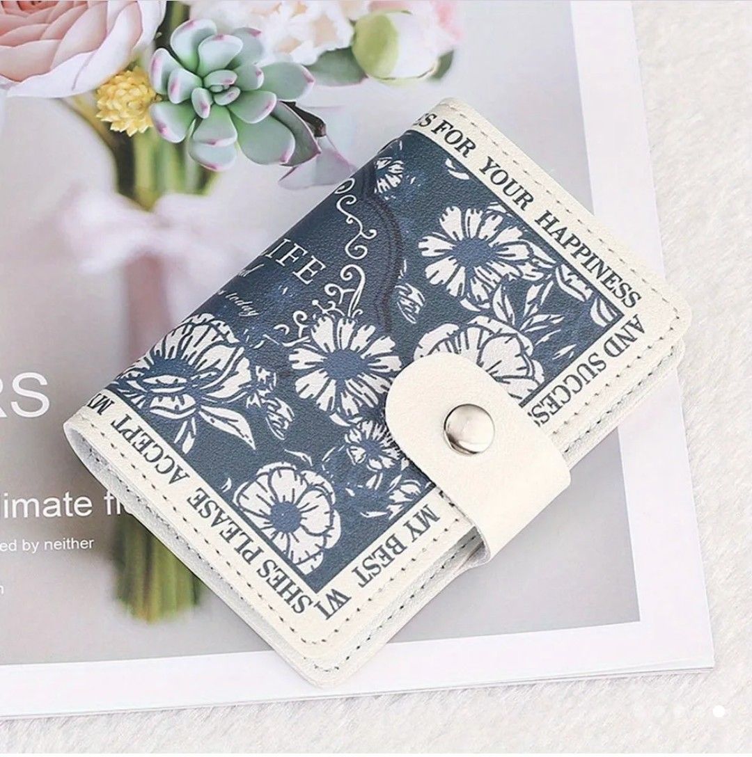 ☆新しい花の絵画風カード/美しい油絵風PUレザーカードケース/新品未使用