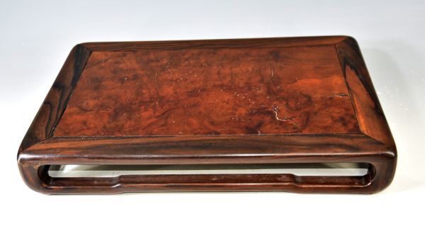 正式的 「天板桑 枠縞黒檀 花台」 y92271643 7.3×47.8×31.1cm 和家具 黒檀 骨董 飾台 香炉台 盆栽台 机 座卓 木工、竹工芸