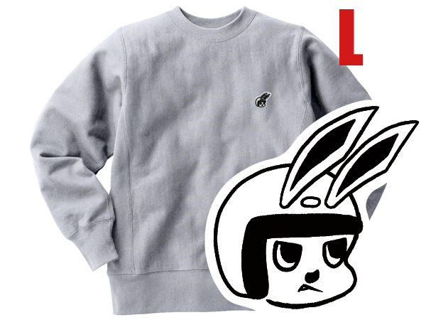 Champion Reverse Weave TYPE CHECKER RABBIT SWEAT GRAY L/チャンピオンリバースウィーブスウェットバイク女子スクーターベスパうさぎ刺繍_画像1