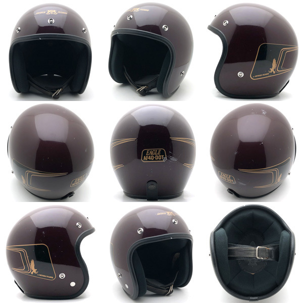 送料無料 ARTHUR FULMER AF40 EAGLE MAROON 62cm/アーサーフルマービンテージヘルメット茶色ハーレーチョッパーバイクナックルパンショベル_画像2