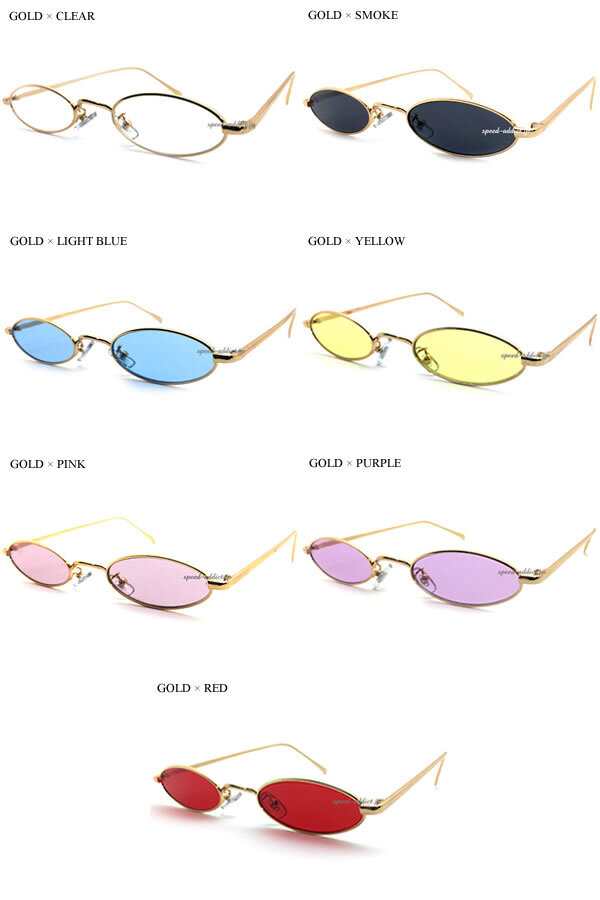 METAL NARROW OVAL SUNGLASS GOLD × YELLOW + メガネケース BLACK/メタルナローオーバルサングラスイエロー黄色カラーレンズ眼鏡細長_画像2
