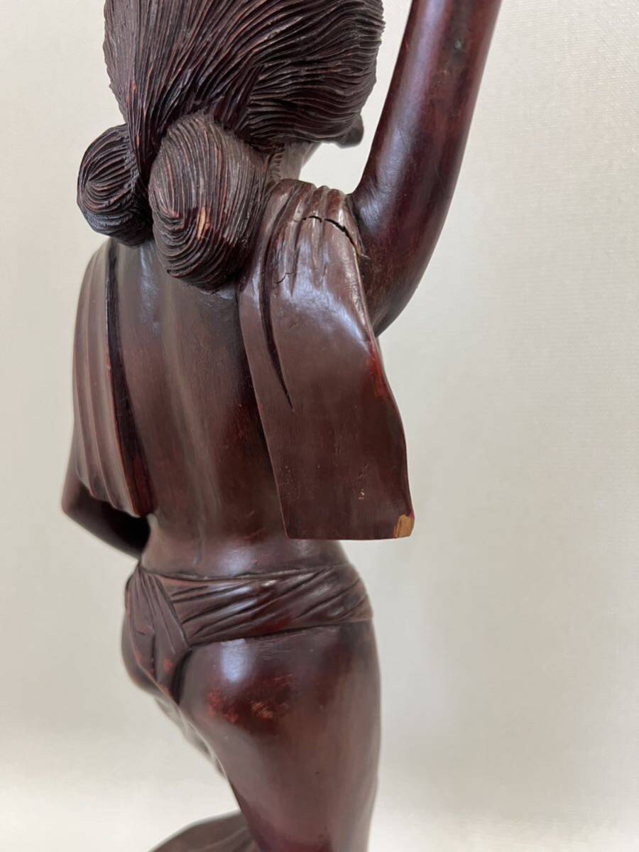 バリ 女性像 木彫り 高さ62cm　重2.8㎏ 木製 彫刻 民芸品 工芸品 インドネシア_画像6