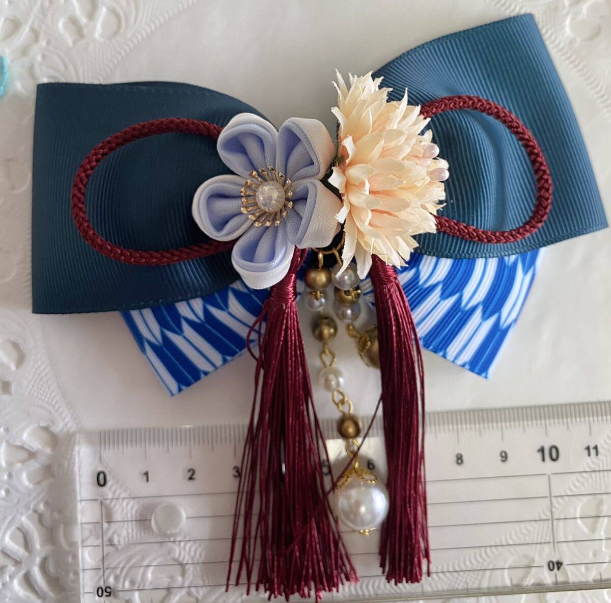  hand made ribbon Japanese style hair clip 12 arrow . tassel kimono . hakama graduation ceremony The Seven-Five-Three Festival hair ornament cat pohs postage included 