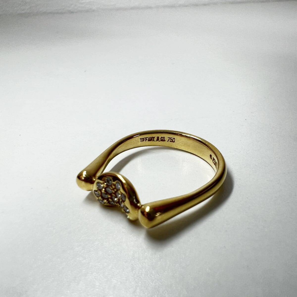 【美品】 Tiffany&co ティファニー リング 指輪 ビーン 750 3.81g k18 ダイヤ 10号 J001の画像6