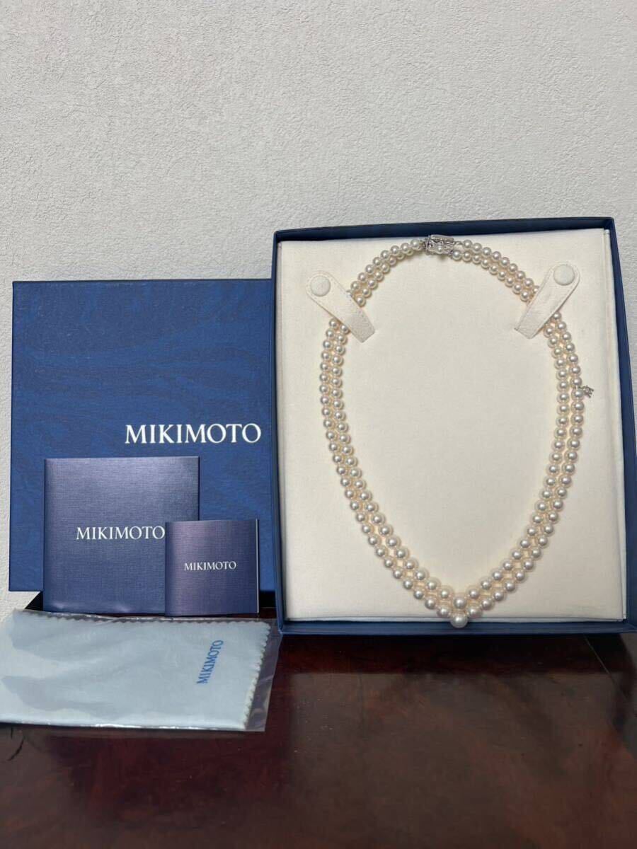 美品 ミキモト MIKIMOTO 2連 パールネックレス K18 真珠の画像1
