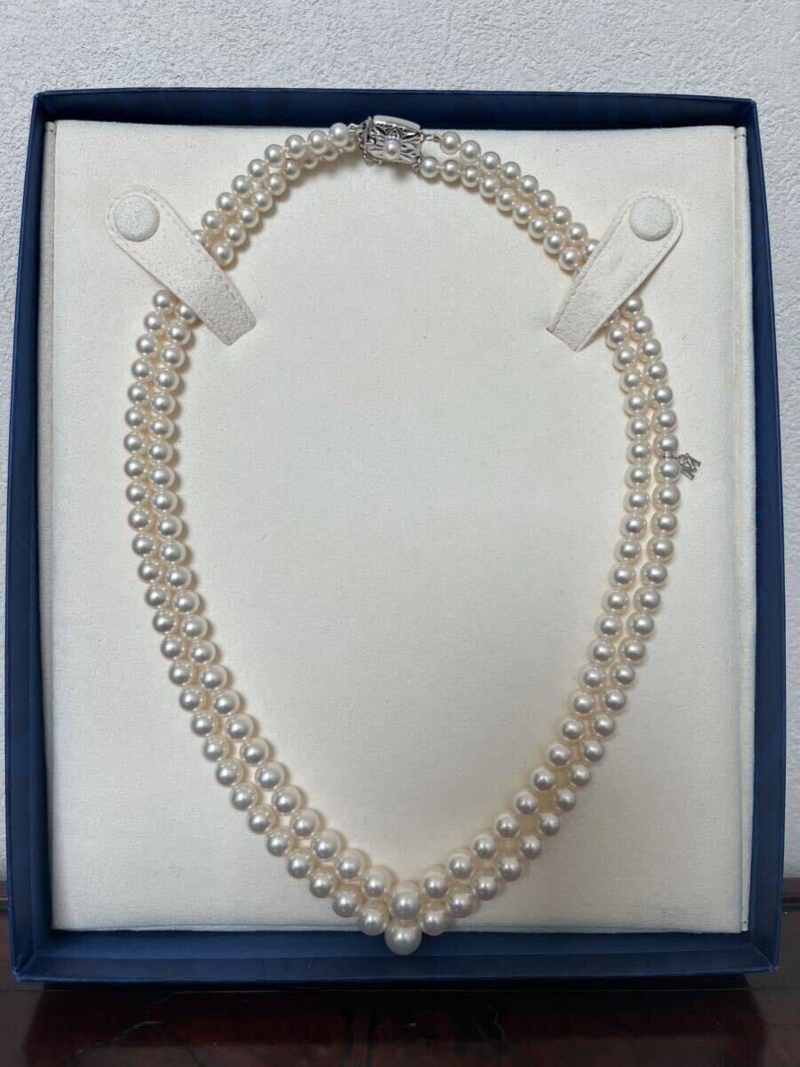 美品 ミキモト MIKIMOTO 2連 パールネックレス K18 真珠の画像2