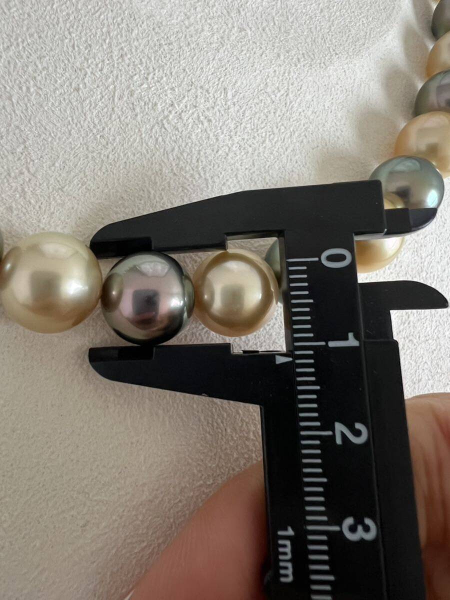 12mm大珠 ミキモト MIKIMOTO マルチカラー パールネックレス K18 真珠 の画像8