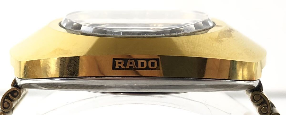【SI1348】稼動品 RADO ラード DIASTAR ダイヤスター デイデイト 自動巻き 黒文字盤 11Pストーン 636.0313.3 メンズ 腕時計 φ50.25_画像5