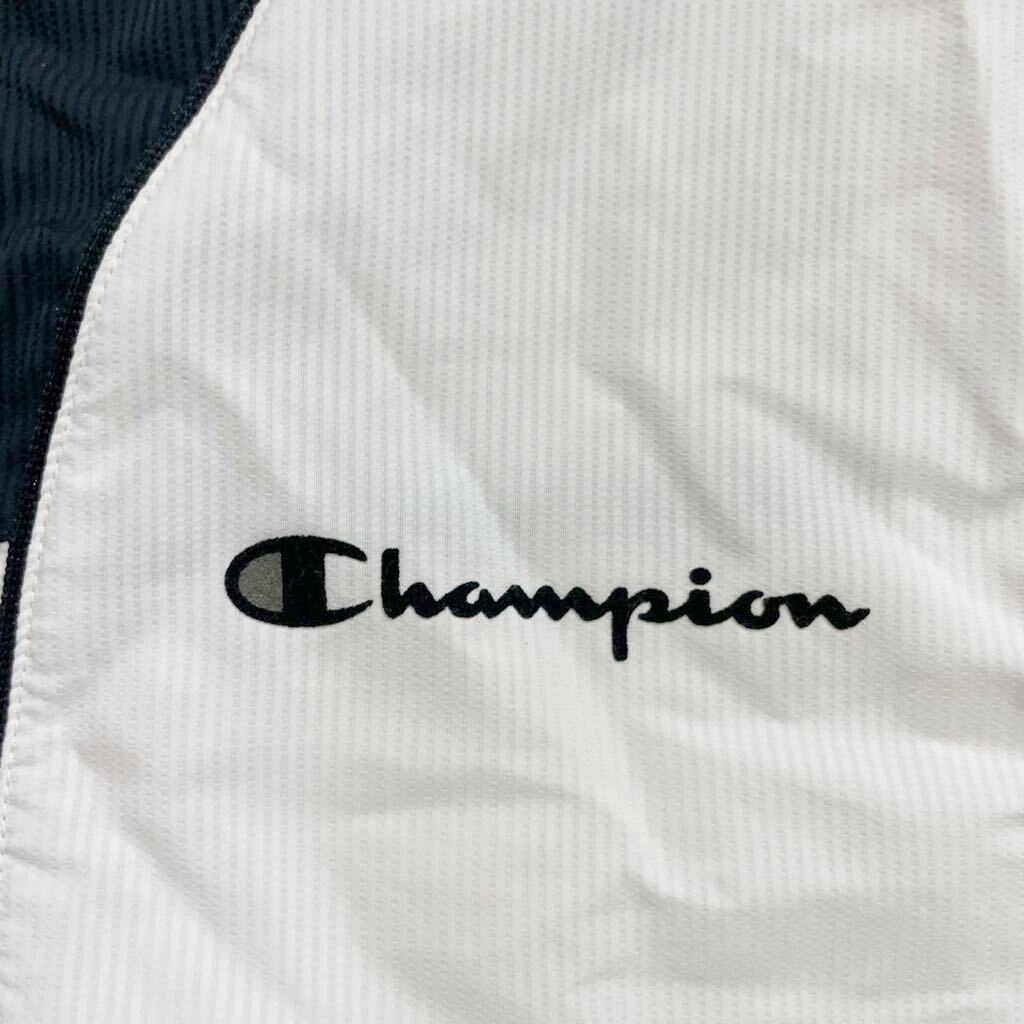 70 Champion チャンピオン ウォームアップ ジップアップ ノースリーブ ジャケット サイズXO ロゴ刺繍 スポーツ トレーニング 白 黒 40320ACの画像4