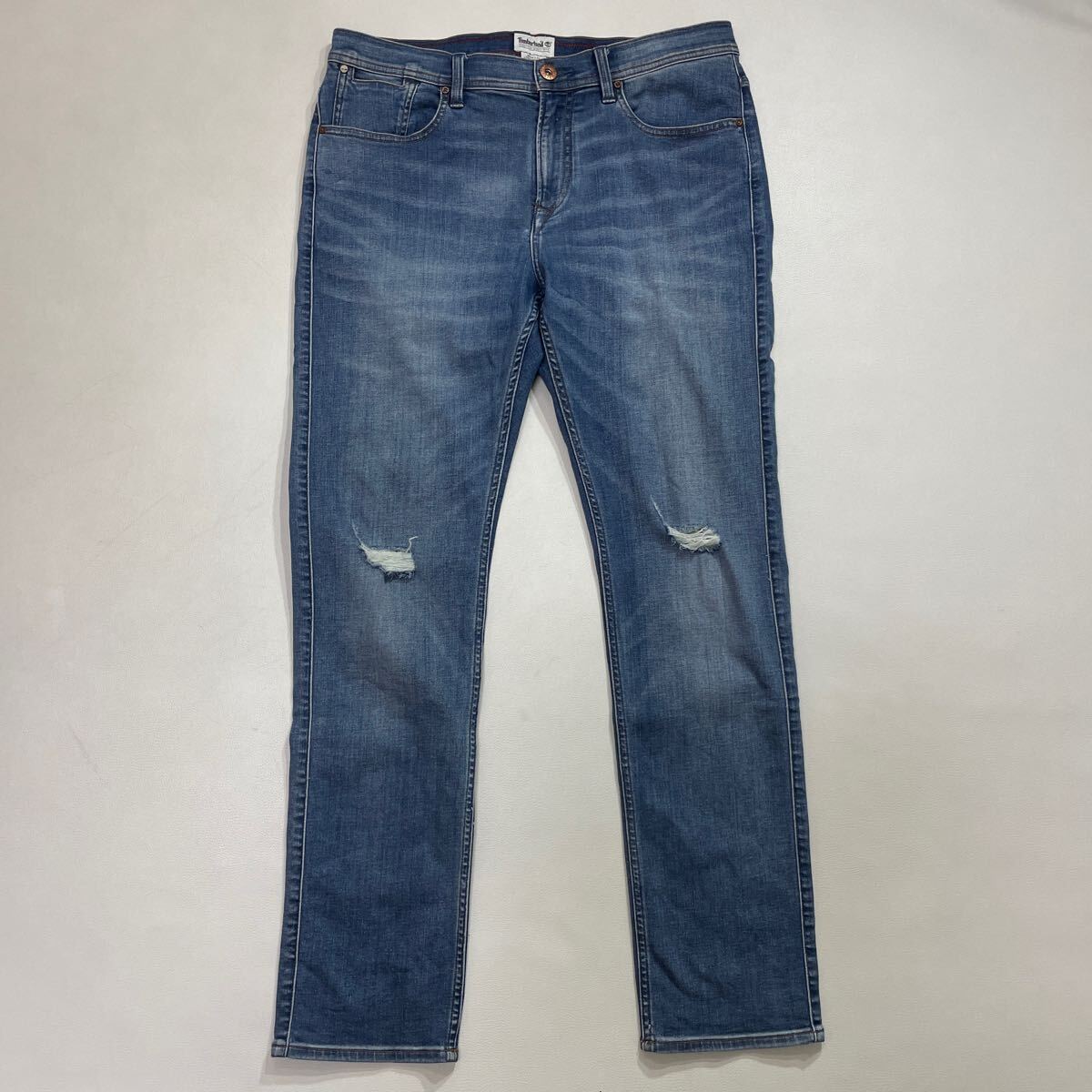 294 Timberland ティンバーランド ダメージ加工 ストレッチ スキニー デニムパンツ W34 L32 SKINNY クラッシュ ジーンズ アメカジ 40314T_画像1