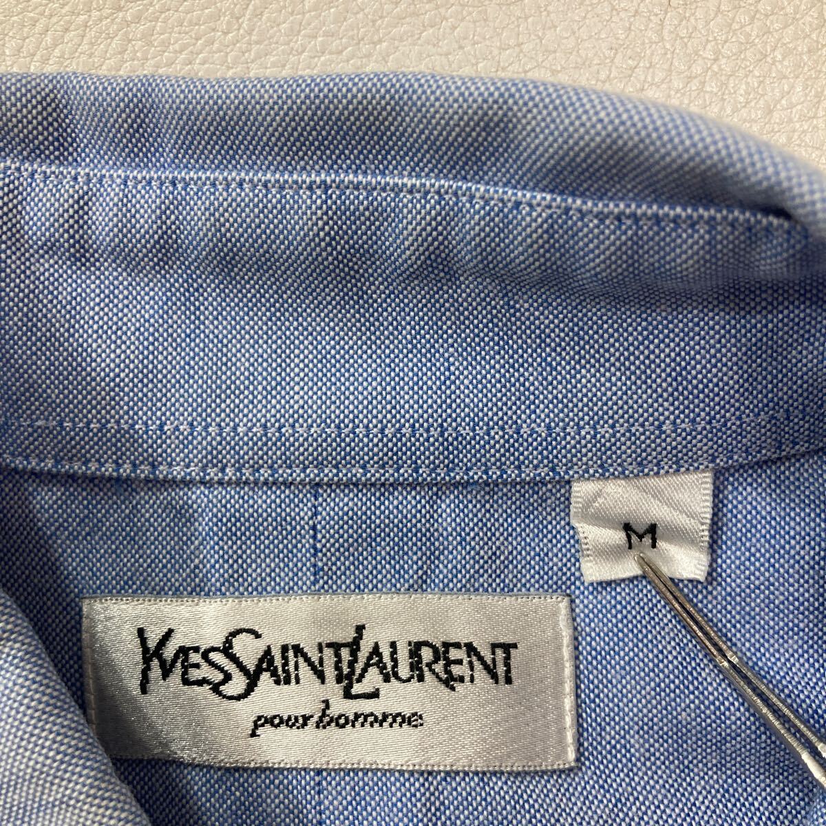 263 YVES SAINTLAURENT pour HOMME oxford button down shirt short sleeves men's Logo embroidery Yves Saint-Laurent size M Homme 40315AG