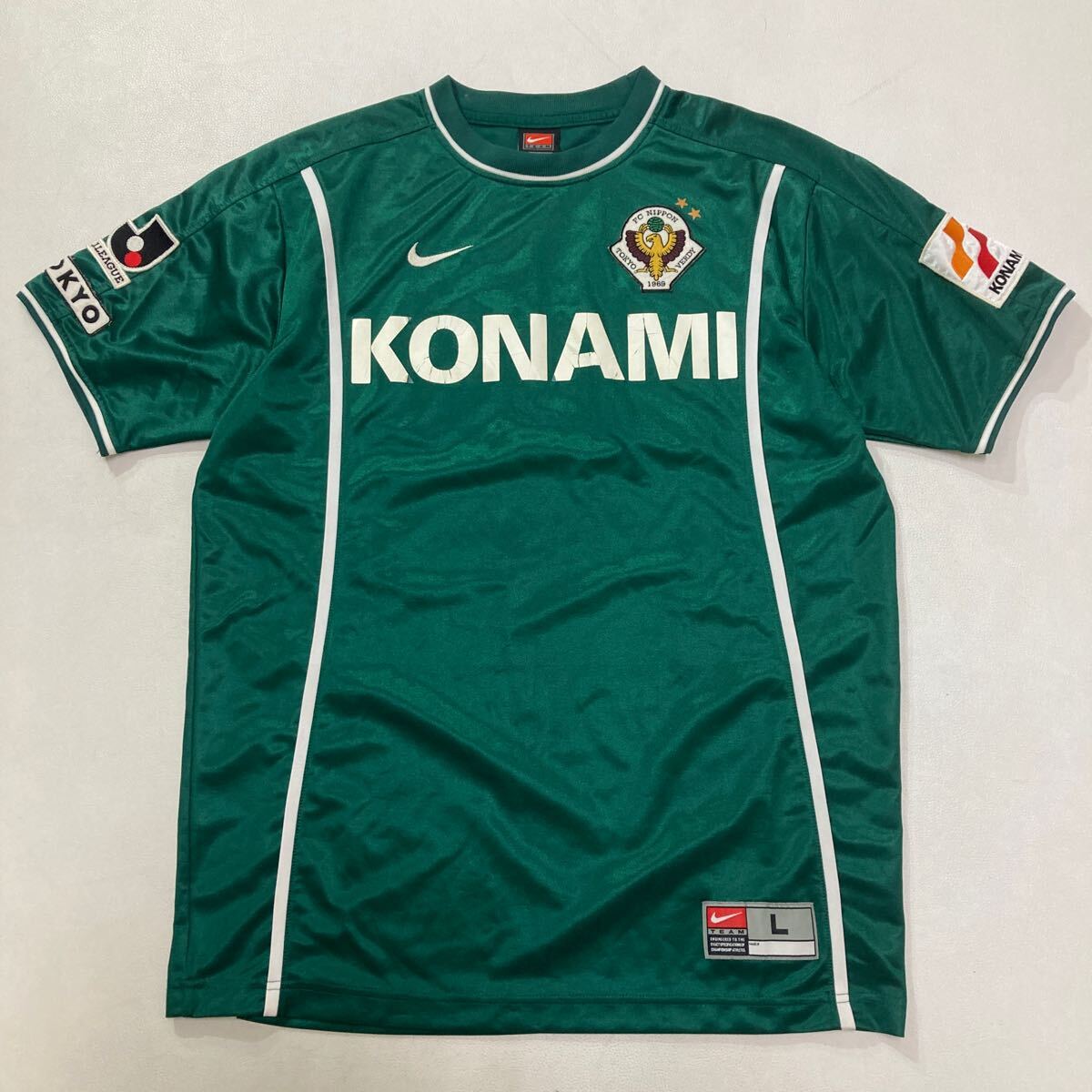 222 東京ヴェルディ 2001-2002 ユニフォーム Jリーグ サッカー NIKE ナイキ製 サイズL グリーン TOKYO VERDY ゲームシャツ 40326AW_画像1