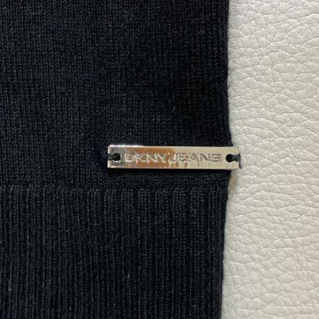 286 美品 DKNY JEANS ダナキャランニューヨーク ジーンズ レーヨン ニット プルオーバー セーター サイズXL ブラック 黒 春 メンズ 40311O_画像4