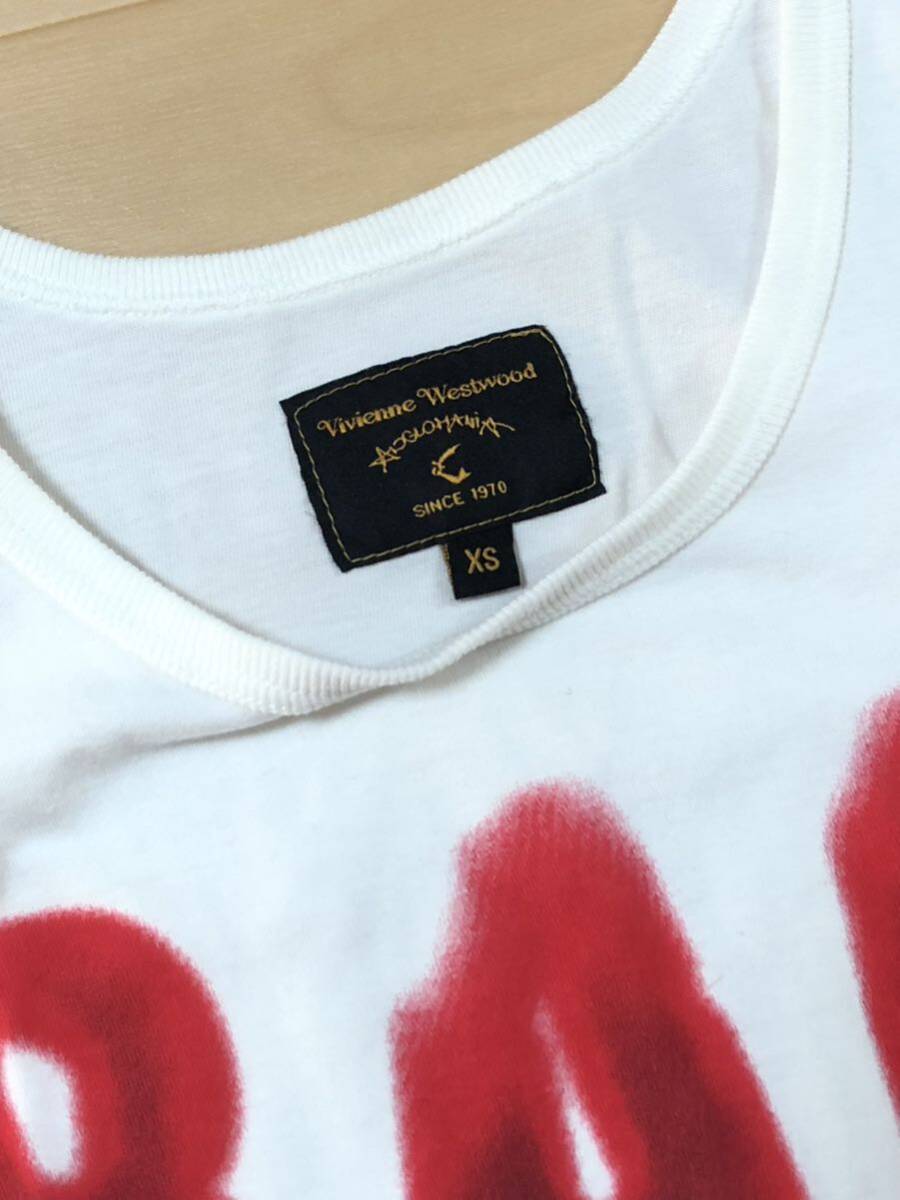 希少 ヴィヴィアンウエストウッド Vivienne Westwood アングロマニア ANGLOMANIA 半袖 メッセージ Tシャツ ホワイト XS_画像4