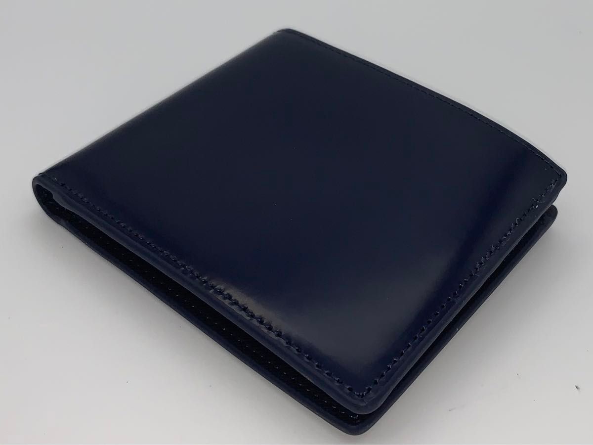 【新品未使用】 [コードバン調] 二つ折り 本革 財布 ブルー
