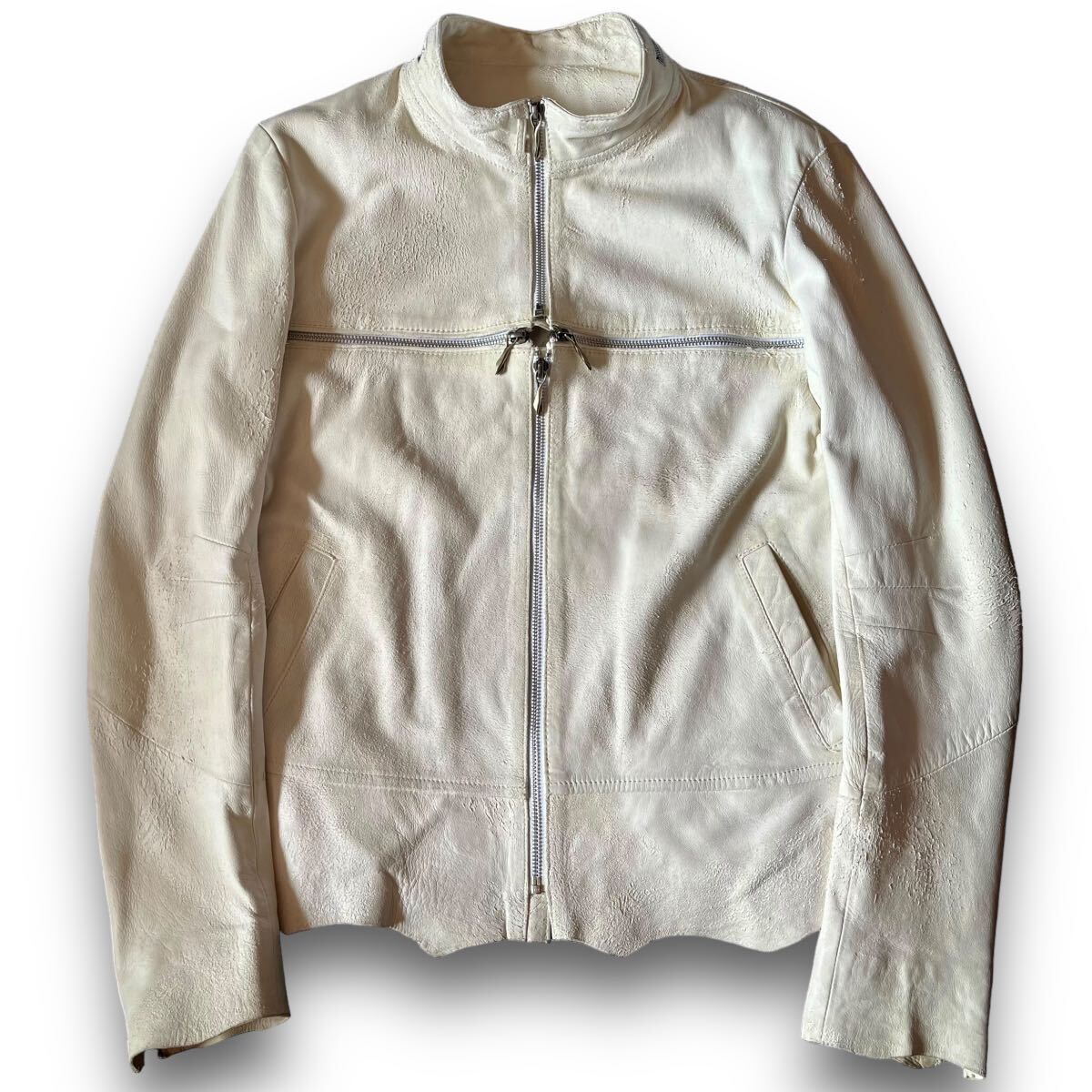 14th Addiction Cross Zip Riders Jacket White アーカイブ レザージャケット ifsixwasnine kmrii l.g.b lgb share spirit rare 00s_画像1