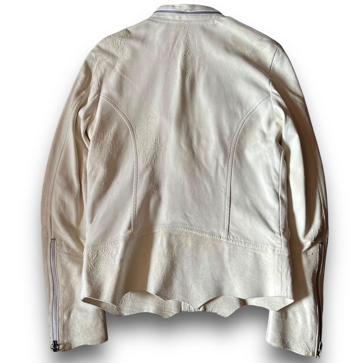 14th Addiction Cross Zip Riders Jacket White アーカイブ レザージャケット ifsixwasnine kmrii l.g.b lgb share spirit rare 00s_画像5