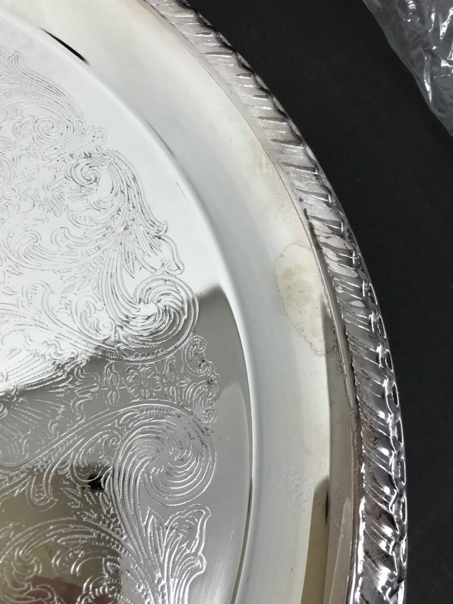 Y46 【未使用】SILVER PLATED シルバープレート トレー トレイ 大皿 お盆 銀メッキ ヴィンテージ_画像8