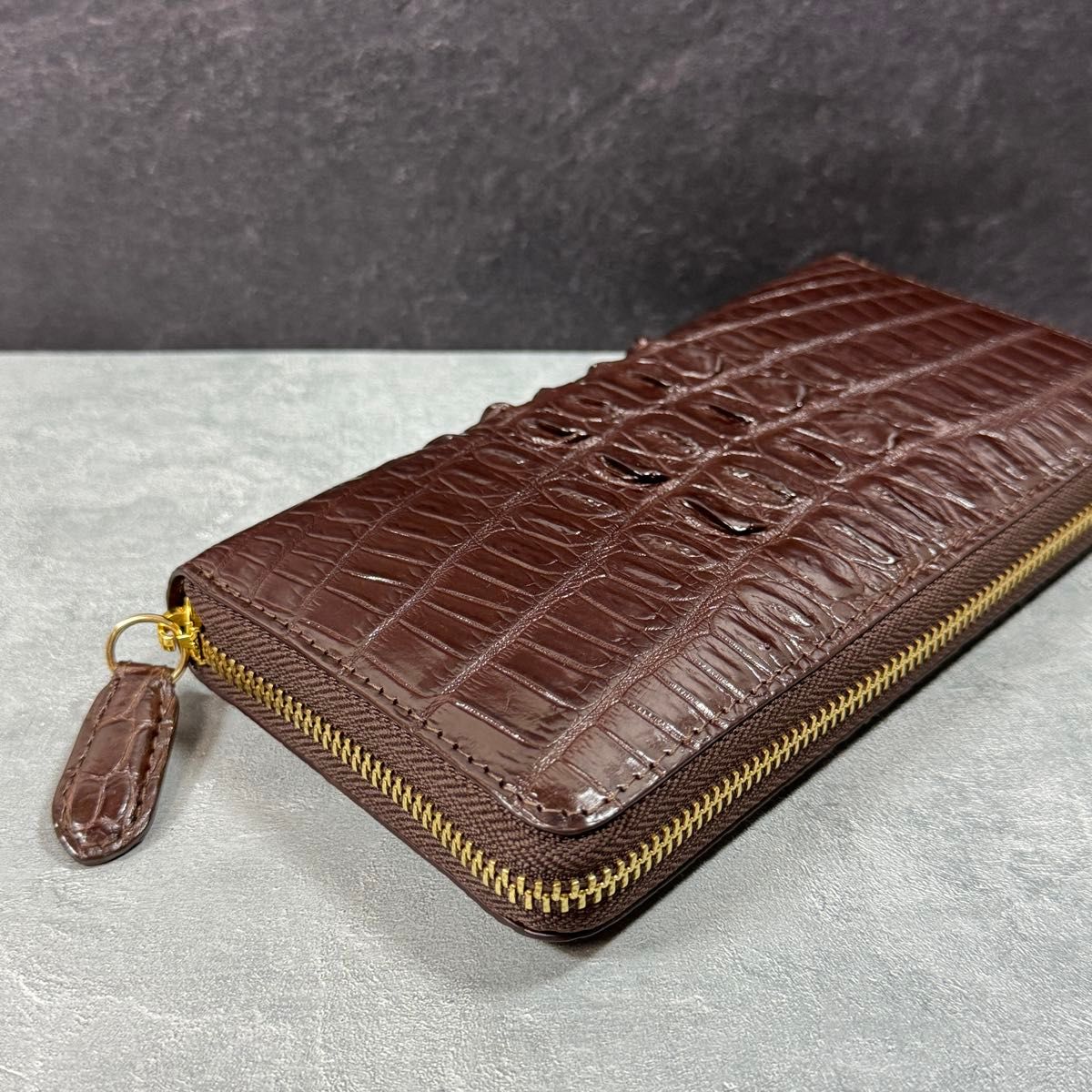 クロコダイル ブラウン 長財布 背皮 本革 ワニ革財布 メンズ クロコダイル ブラウン 長財布 背皮 本革 ワニ革財布 メンズ