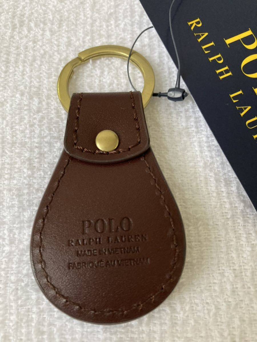 【送料無料】新品 Polo Ralph Lauren ポロ ラルフローレン★本革 レザー キーホルダー 茶