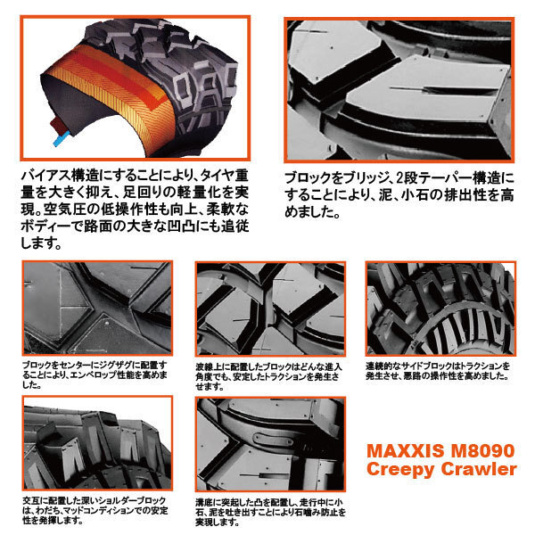 2本セット M8090 37ｘ12.50-16LT 8PR マッドタイヤ MAXXIS マキシス Creepy Crawler クリーピークローラー 2023年製 法人宛送料無料_画像4