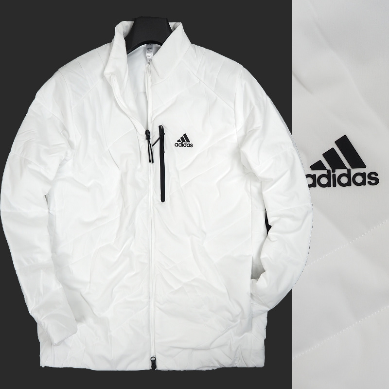 R205 新品 定価2万 アディダス ゴルフ 中綿 ダブルジップ ジャケット ブルゾン (サイズ:2XL) adidas GOLF 軽量 ゴルフウェア 白_画像1