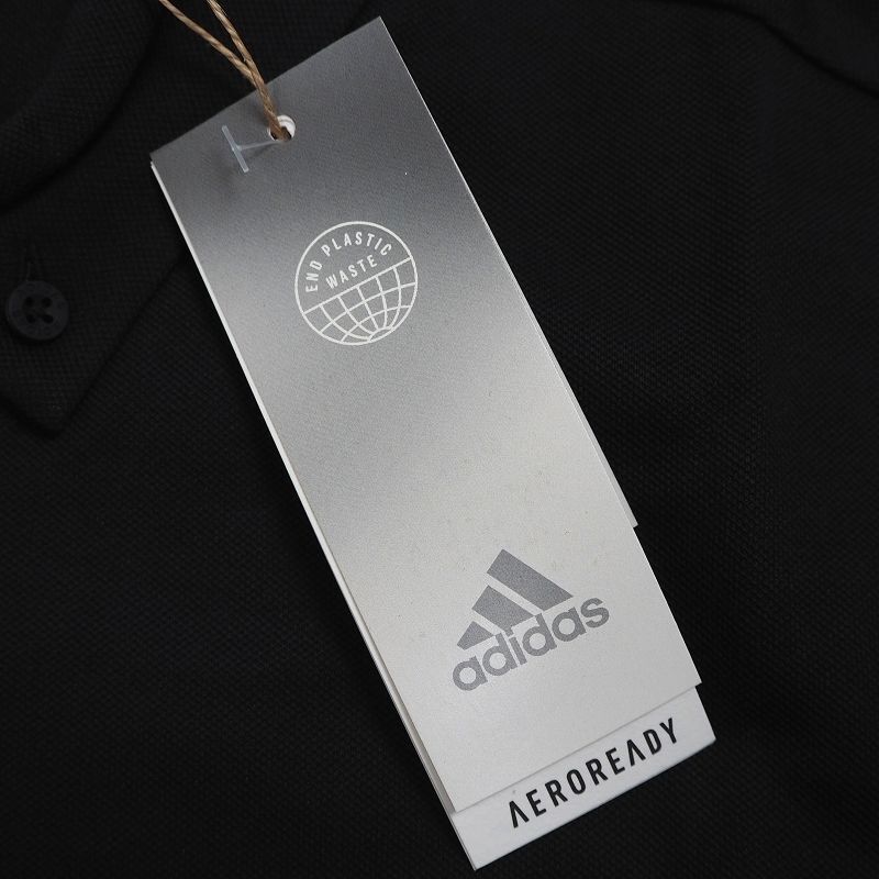 R207 新品 アディダスゴルフ ボタンダウン ポロシャツ 長袖 (サイズ:XL) adidas GOLF ゴルフウェア ブラック_画像9