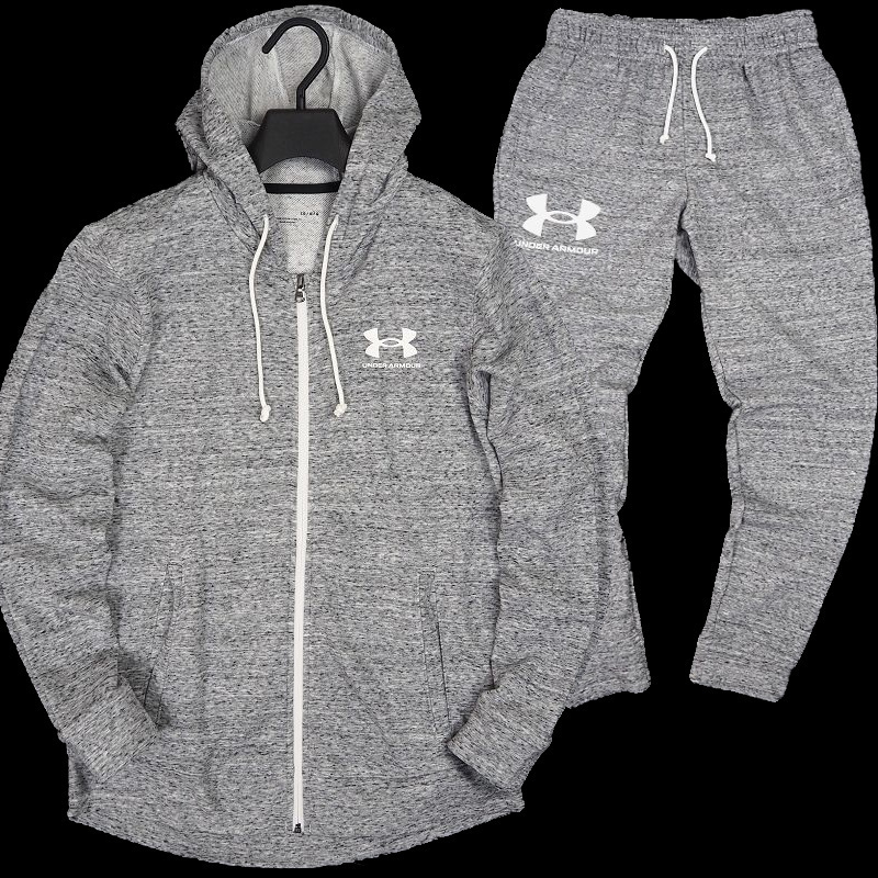 R299 新品 アンダーアーマー メランジ スウェット セットアップ 上下セット パーカー ジョガーパンツ UNDERARMOUR (サイズ:XL)_画像1