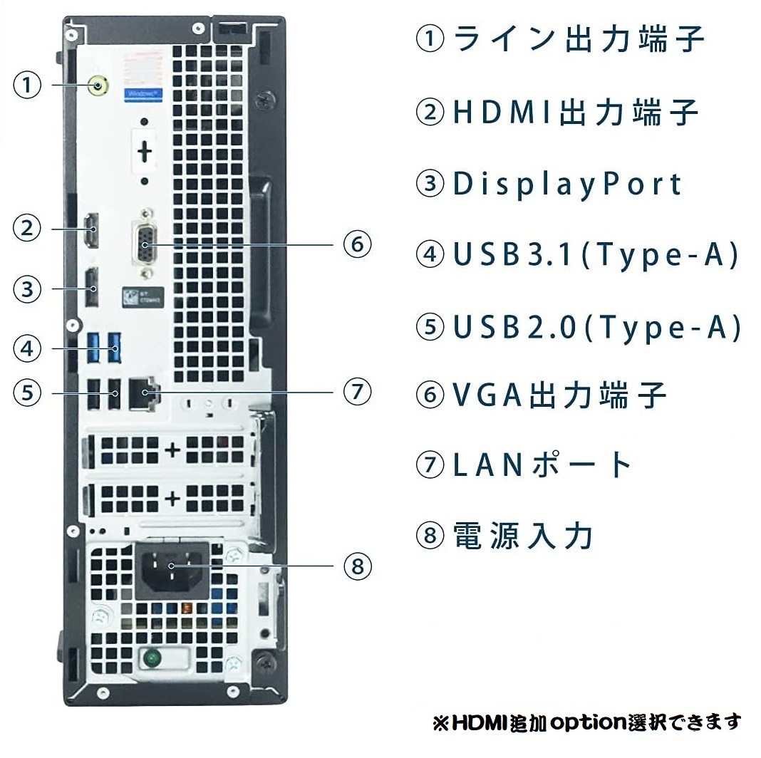 デスクトップパソコン 中古パソコン DELL 第8世代 Core i5 メモリ8GB HDD500GB office 3060SF Windows10 Windows11 美品 1625a-4_画像3