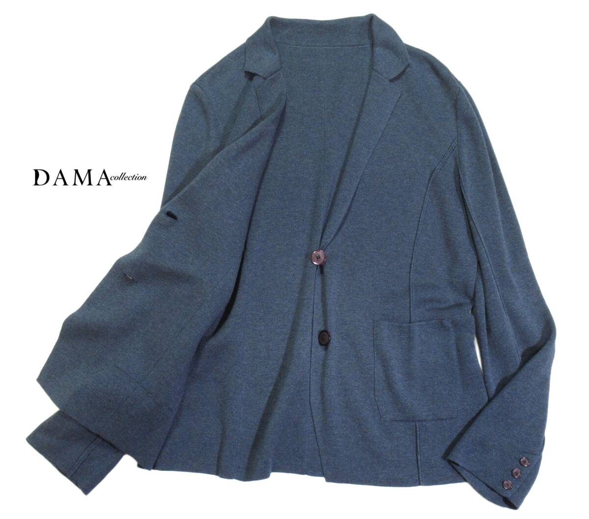 DAMA ダーマコレクション 大きいサイズ 3L シルクブレンド 絹混 ストレッチ ニットジャケット _画像2