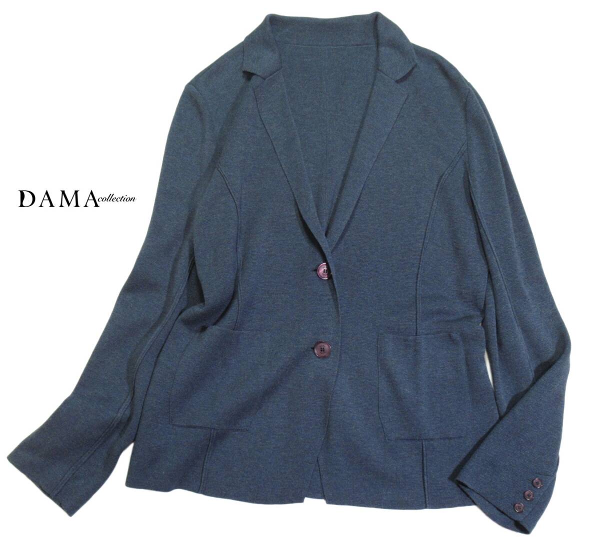 DAMA ダーマコレクション 大きいサイズ 3L シルクブレンド 絹混 ストレッチ ニットジャケット _Uw106