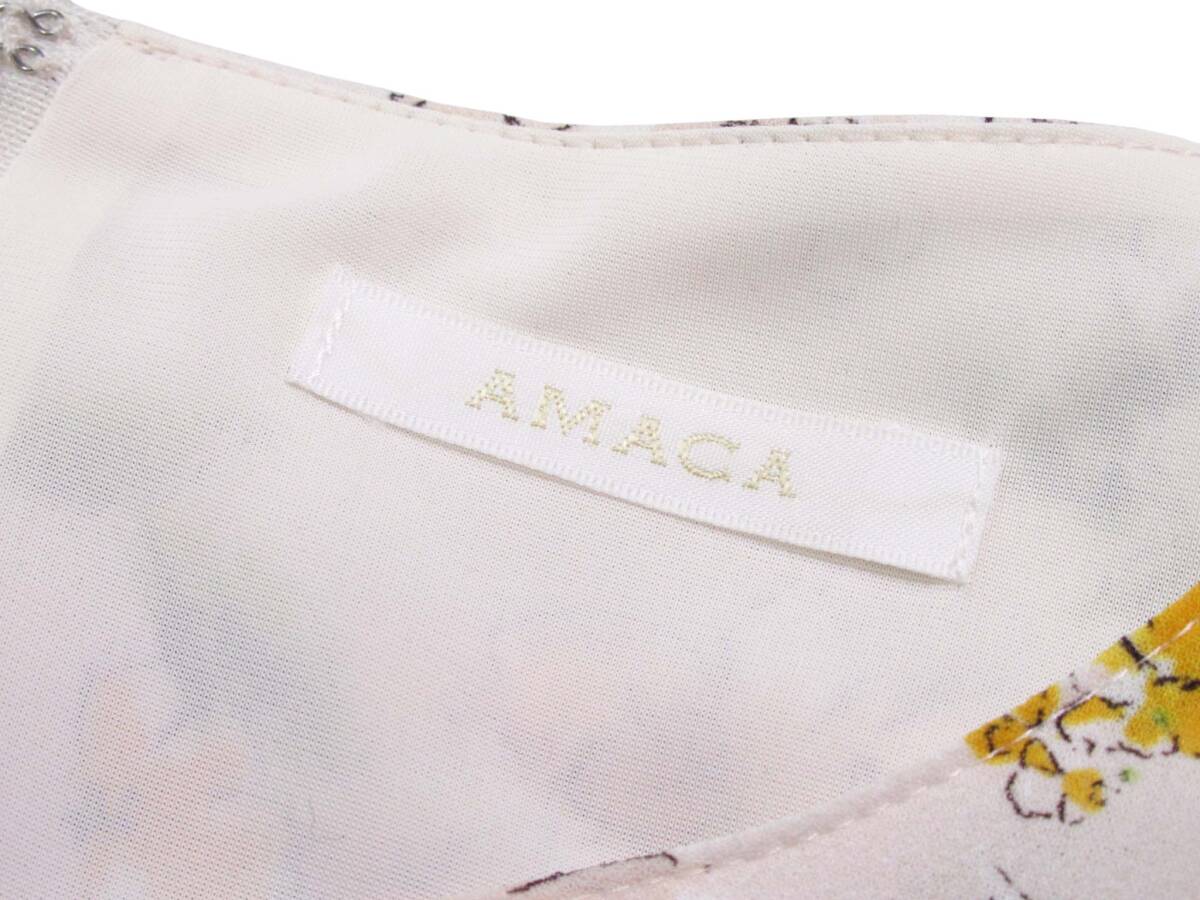 AMACA アマカ 可愛い バックファスナー 花柄 ウエストマークデザインベルト ロングフレアワンピース 38の画像6