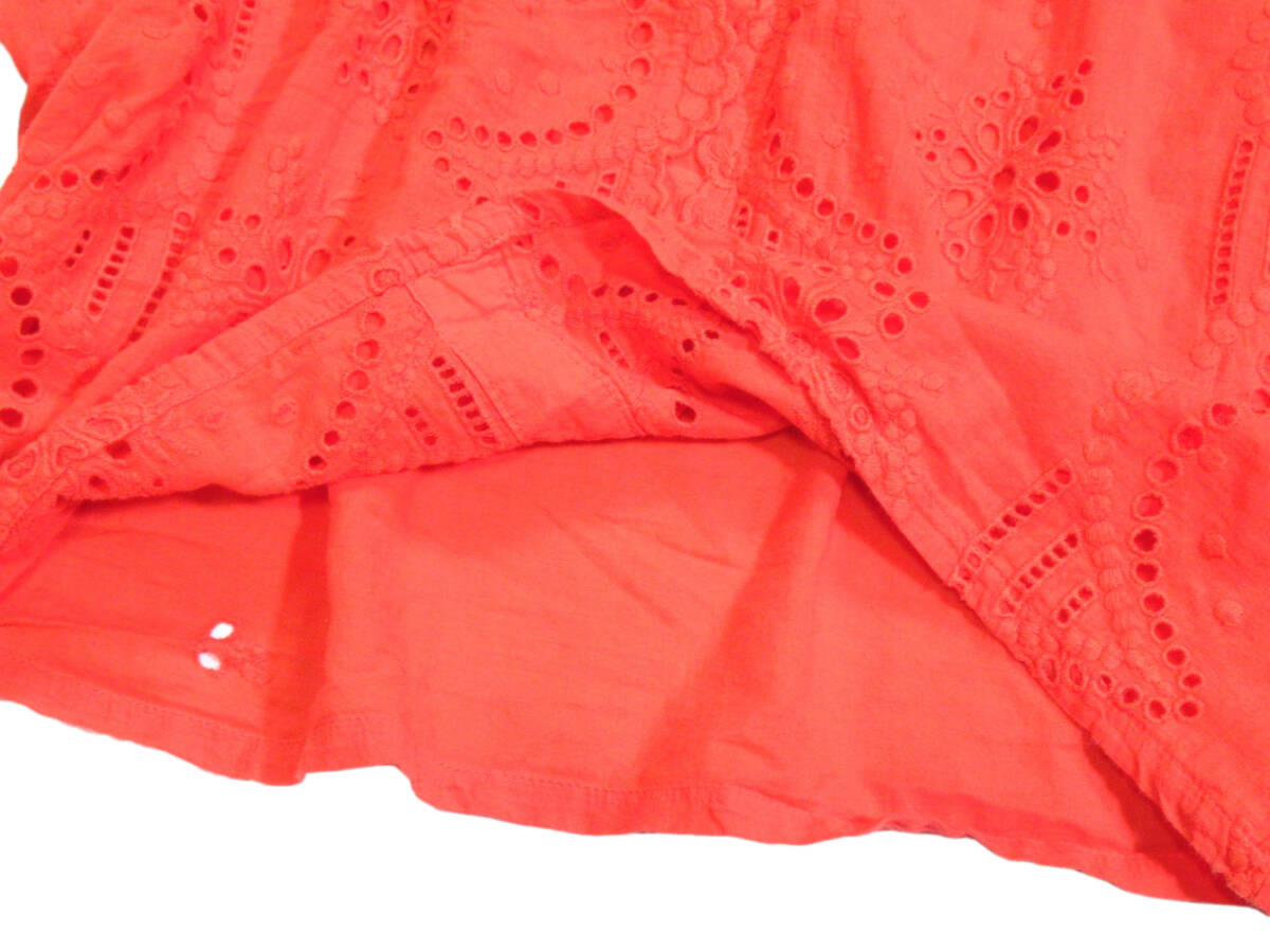 ガリャルダガランテ GALLARDAGALANTE コットン 綿 カットワーク刺繍 パンチングレース デザインプルオーバーブラウス Fの画像4