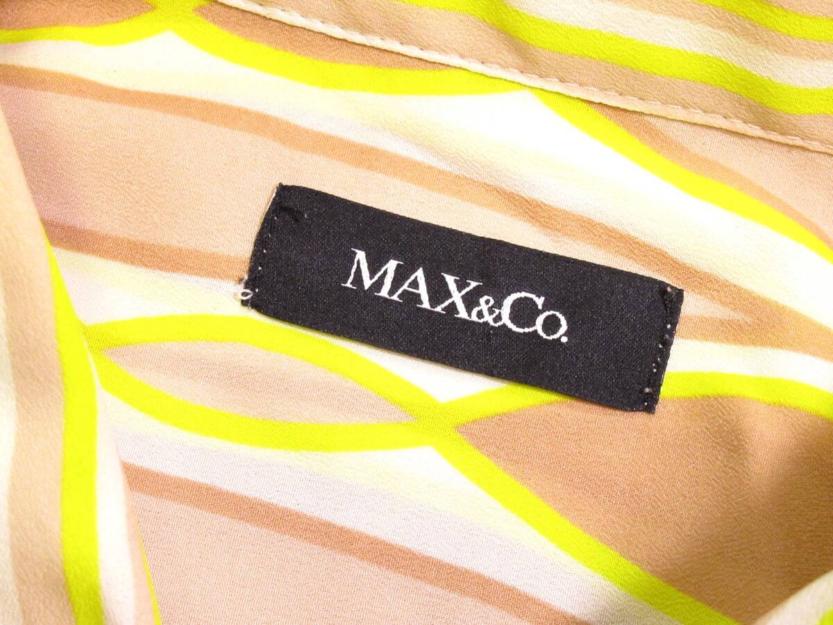 マックスアンドコー Maxmara Max＆co 素敵 手洗い可能 総柄 タックプリーツ スリット ロングワンピース 38_画像7