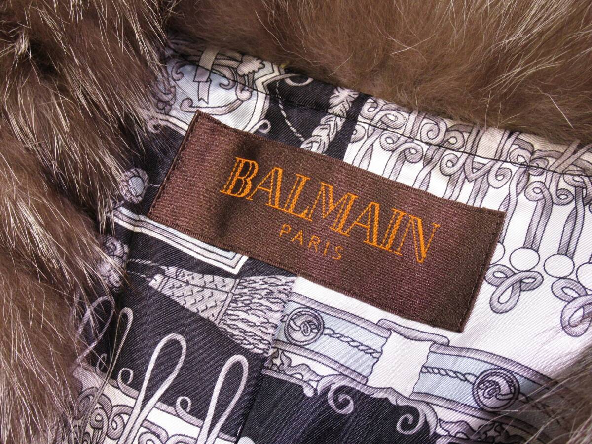  Balmain BALMAIN большой размер 13 прекрасное качество мех лисы ремень имеется кожа пальто 