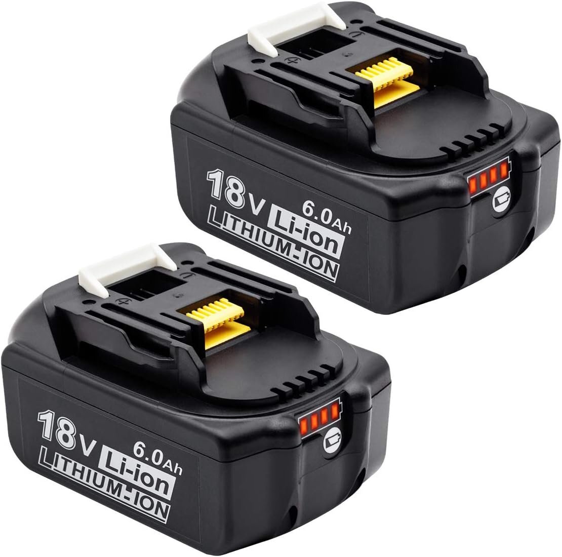 セットマキタ互換バッテリー 18v AP BL1860b 赤 互換バッテリー 18V 6.0Ah 残量表示付　2個セット + DC18RF 3.5A（液晶あり）充電器セッ_画像2