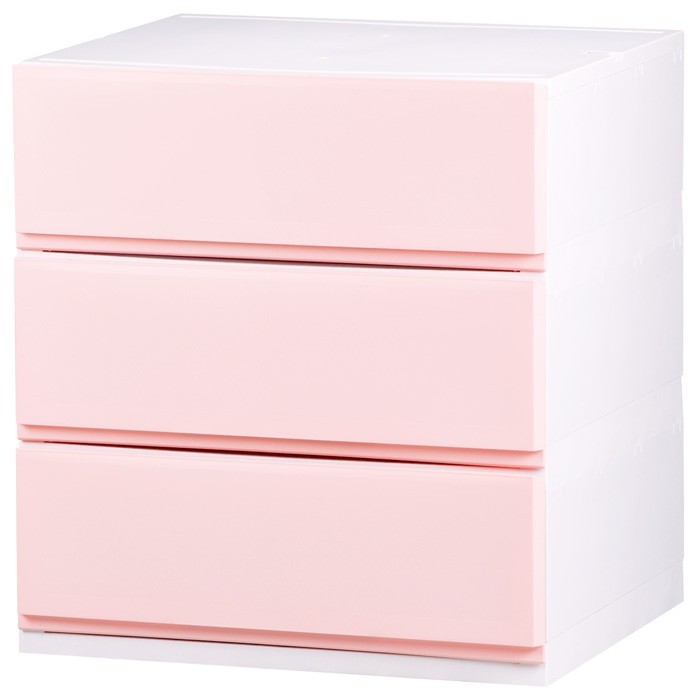  clothes case storage case plastic drawer chest 3 step pushed inserting . change closet stylish lips 523( light pink )