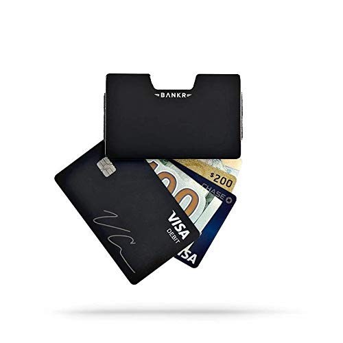 BANKR カードホルダー マネークリップ 黒 財布 スリム ミニマリスト トラベルウォレット アルミ ケース マットブラック シンプル RFID防止