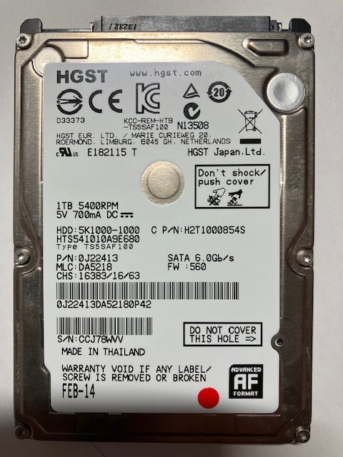 1TB　HGST製3.5"HDD_画像1