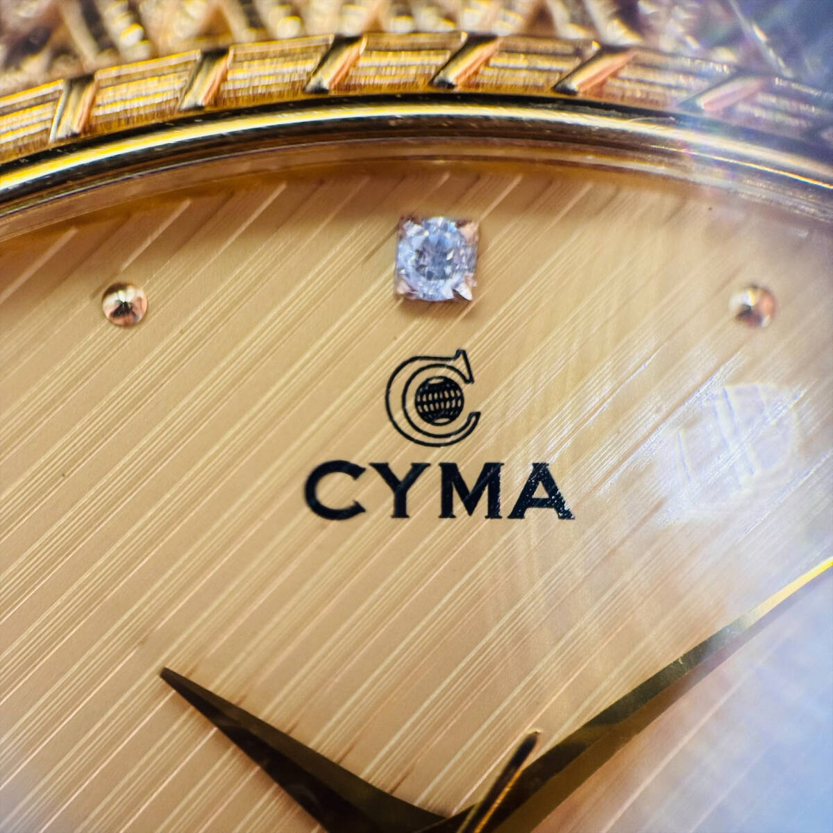 CYMA Cima 604SP QUARTZ quartz 4P diamond Gold color present condition goods 14910 1 jpy exhibition brand watch wristwatch good-looking men's 