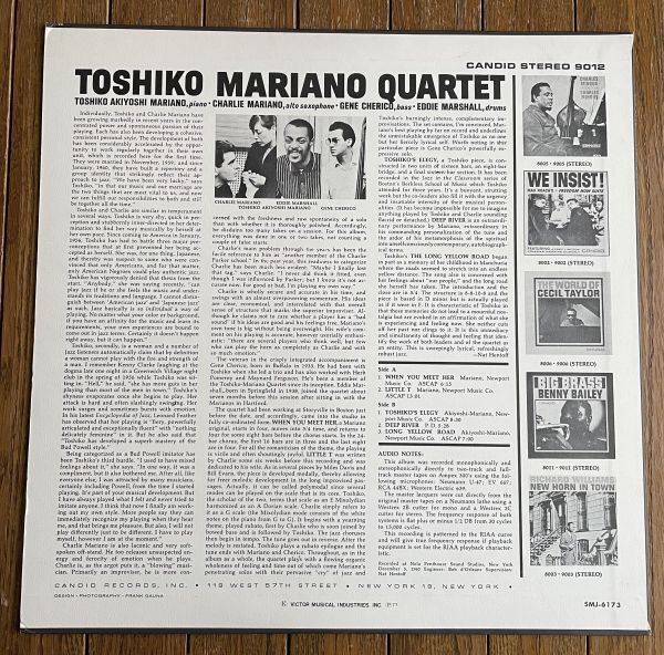 CANDID 秋吉敏子・マリアーノ・カルテット◆TOSHIKO-MARIANO QUARTET / CHARLIE MARIANO,GENE CHERICO,EDDIE MARSHALL 国内盤_画像2