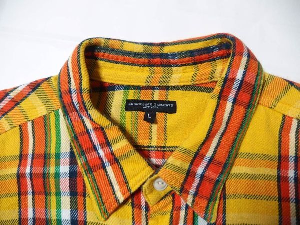 19AW Engineered Garments エンジニアードガーメンツ Work Shirt Twill Plaid ワーク シャツ L 黄 チェック ネル_画像3